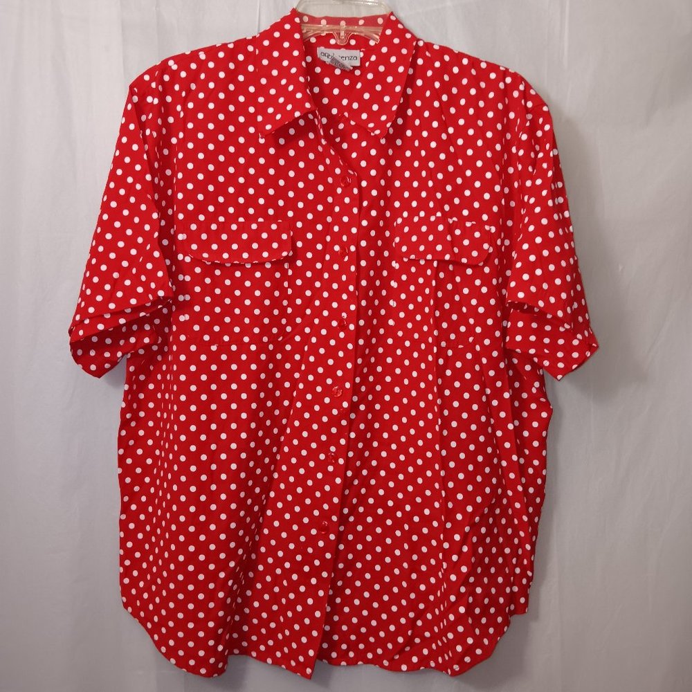 APPARENZA POLKA DOT BUTTON DOWN SHIRT